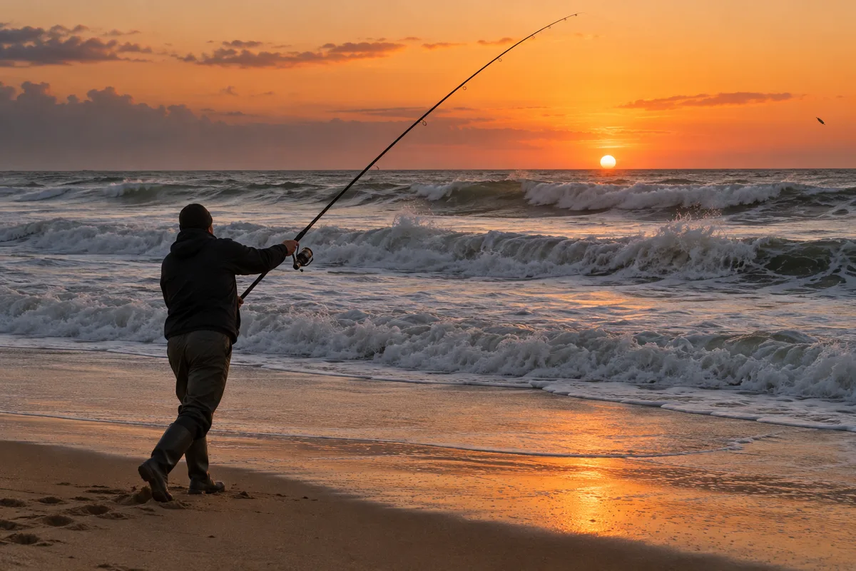 Pêcher le bar en surfcasting depuis la plage